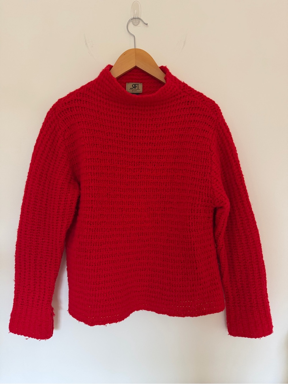 Vintage Rafaella Women’s M Red Wool Blend knit Textured Mock Neck Sweater